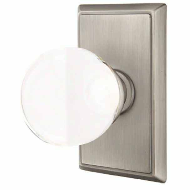 Antique Hardware Crystal Bristol Door Knob Set With Rectangular Rosette (Severl Finish Options) EMTEK GLASS CRYSTAL BRISTOL DOOR KNOB