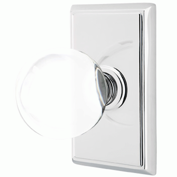 Antique Hardware Crystal Bristol Door Knob Set With Rectangular Rosette (Severl Finish Options) EMTEK GLASS CRYSTAL BRISTOL DOOR KNOB