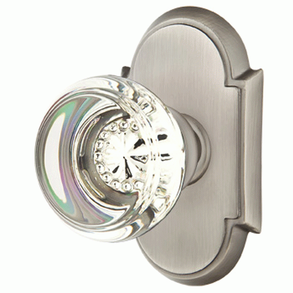 Antique Hardware Crystal Georgetown Door Knob Set With # 8 Rosette (Several Finish Options) EMTEK GLASS CRYSTAL GEORGETOWN DOOR KNOB