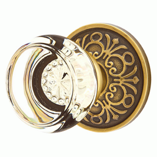 Antique Hardware Emtek Crystal Georgetown Door Knob Set With Lancaster Rosette EMTEK GLASS CRYSTAL GEORGETOWN DOOR KNOB