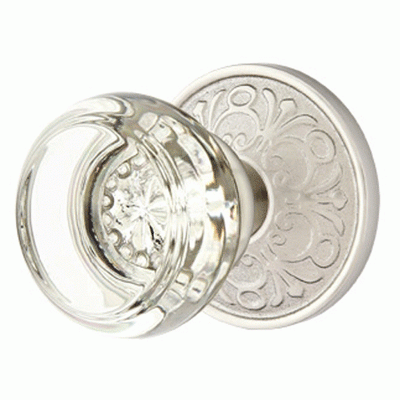 Antique Hardware Emtek Crystal Georgetown Door Knob Set With Lancaster Rosette EMTEK GLASS CRYSTAL GEORGETOWN DOOR KNOB