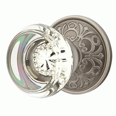 Antique Hardware Emtek Crystal Georgetown Door Knob Set With Lancaster Rosette EMTEK GLASS CRYSTAL GEORGETOWN DOOR KNOB