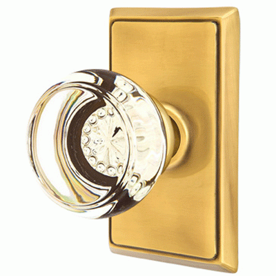 Antique Hardware Crystal Door Hardware - Georgetown Privacy Door Knob with Rectangular Rose in Flat Black - 8221GTUS19 - Emtek Hardware EMTEK GLASS CRYSTAL GEORGETOWN DOOR KNOB