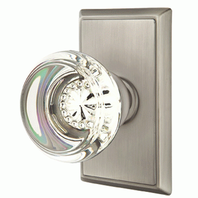 Antique Hardware Crystal Georgetown Door Knob Set With Rectangular Rosette (Several Finish Options) EMTEK GLASS CRYSTAL GEORGETOWN DOOR KNOB