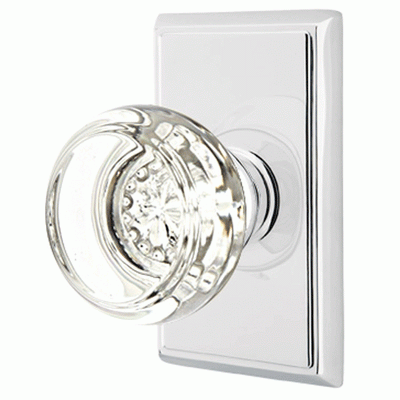 Antique Hardware Crystal Georgetown Door Knob Set With Rectangular Rosette (Several Finish Options) EMTEK GLASS CRYSTAL GEORGETOWN DOOR KNOB