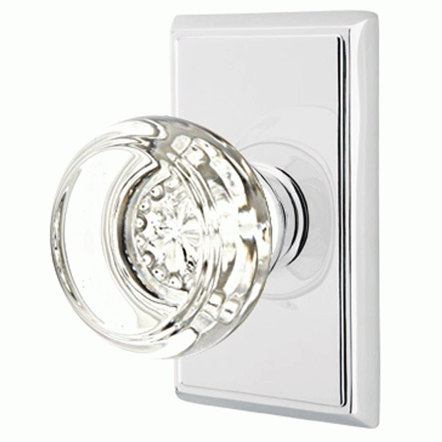 Antique Hardware Crystal Door Hardware - Georgetown Privacy Door Knob with Rectangular Rose in Flat Black - 8221GTUS19 - Emtek Hardware EMTEK GLASS CRYSTAL GEORGETOWN DOOR KNOB