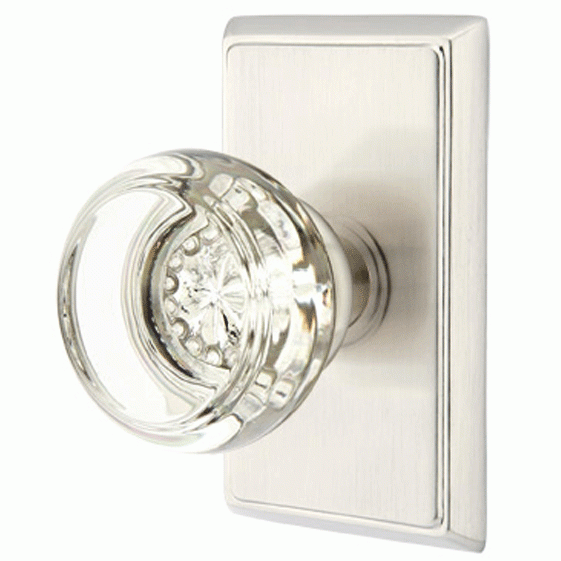 Antique Hardware Crystal Georgetown Door Knob Set With Rectangular Rosette (Several Finish Options) EMTEK GLASS CRYSTAL GEORGETOWN DOOR KNOB