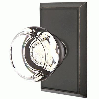 Antique Hardware Crystal Georgetown Door Knob Set With Rectangular Rosette (Several Finish Options) EMTEK GLASS CRYSTAL GEORGETOWN DOOR KNOB