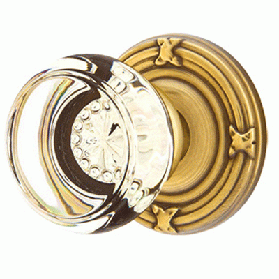 Antique Hardware Emtek Crystal Georgetown Door Knob Set With Ribbon & Reed Rosette (Several Finish Options) EMTEK GLASS CRYSTAL GEORGETOWN DOOR KNOB