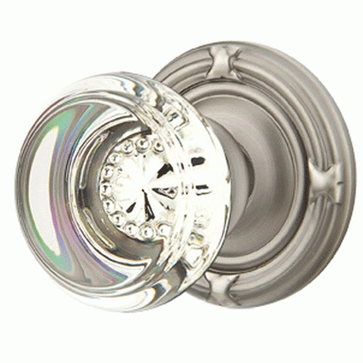 Antique Hardware Emtek Crystal Georgetown Door Knob Set With Ribbon & Reed Rosette (Several Finish Options) EMTEK GLASS CRYSTAL GEORGETOWN DOOR KNOB