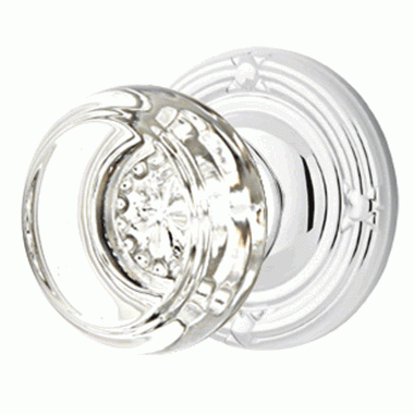 Antique Hardware Emtek Crystal Georgetown Door Knob Set With Ribbon & Reed Rosette (Several Finish Options) EMTEK GLASS CRYSTAL GEORGETOWN DOOR KNOB