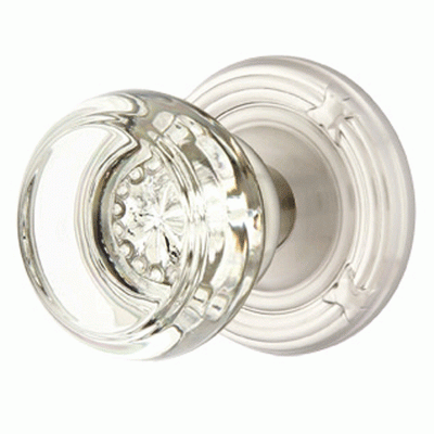 Antique Hardware Emtek Crystal Georgetown Door Knob Set With Ribbon & Reed Rosette (Several Finish Options) EMTEK GLASS CRYSTAL GEORGETOWN DOOR KNOB