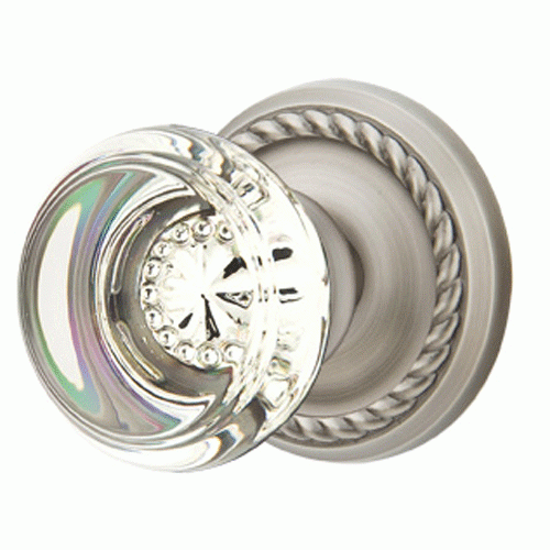 Antique Hardware Crystal Georgetown Door Knob Set With Rope Rosette (Several Finish Options) EMTEK GLASS CRYSTAL GEORGETOWN DOOR KNOB