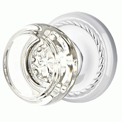 Antique Hardware Crystal Georgetown Door Knob Set With Rope Rosette (Several Finish Options) EMTEK GLASS CRYSTAL GEORGETOWN DOOR KNOB