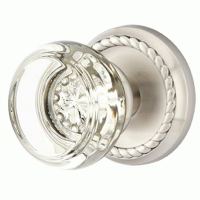 Antique Hardware Crystal Georgetown Door Knob Set With Rope Rosette (Several Finish Options) EMTEK GLASS CRYSTAL GEORGETOWN DOOR KNOB