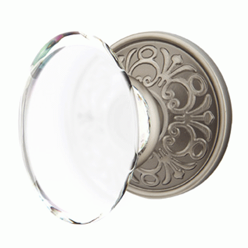 Antique Hardware Emtek Crystal Hampton Door Knob Set With Lancaster Rosette (Several Finish Options) EMTEK GLASS CRYSTAL HAMPTON DOOR KNOB