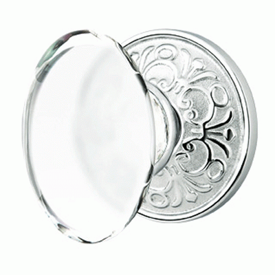 Antique Hardware Emtek Crystal Hampton Door Knob Set With Lancaster Rosette (Several Finish Options) EMTEK GLASS CRYSTAL HAMPTON DOOR KNOB