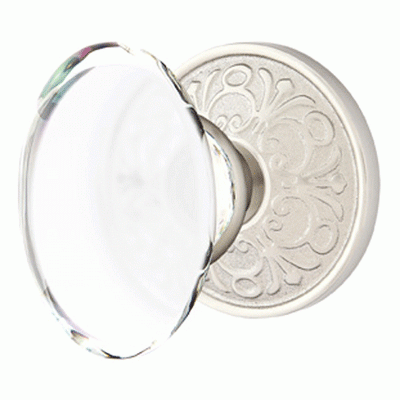 Antique Hardware Emtek Crystal Hampton Door Knob Set With Lancaster Rosette (Several Finish Options) EMTEK GLASS CRYSTAL HAMPTON DOOR KNOB