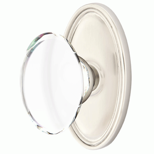 ##Antique Hardware## Crystal Hampton Door Knob Set With Oval Rosette (Several Finish Options)