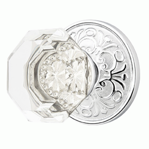 Antique Hardware Emtek Crystal Old Town Clear Door Knob Set With Lancaster Rosette (Several Finish Options) EMTEK GLASS CRYSTAL OLD TOWN DOOR KNOB