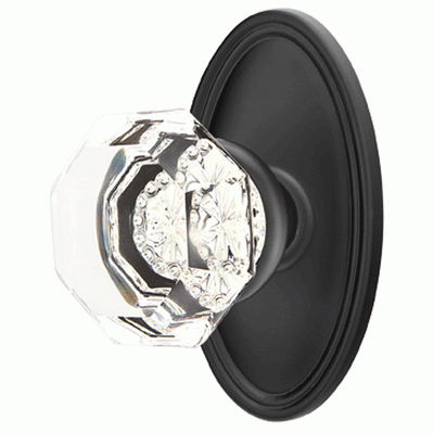 Antique Hardware Emtek Crystal Old Town Clear Door Knob Set With Oval Rosette (Several Finish Options) EMTEK GLASS CRYSTAL OLD TOWN DOOR KNOB