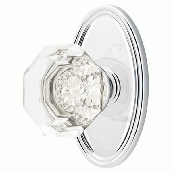 Antique Hardware Emtek Crystal Old Town Clear Door Knob Set With Oval Rosette (Several Finish Options) EMTEK GLASS CRYSTAL OLD TOWN DOOR KNOB