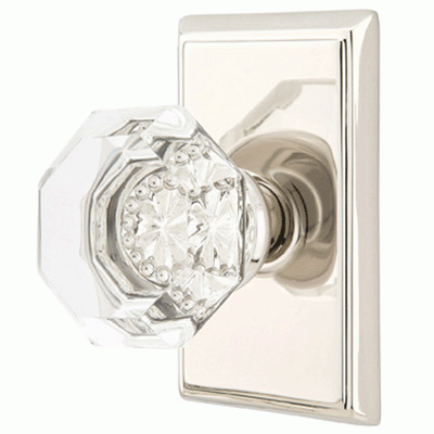 Antique Hardware Emtek Crystal Old Town Clear Door Knob Set With Rectangular Rosette (Several Finish Options) EMTEK GLASS CRYSTAL OLD TOWN DOOR KNOB