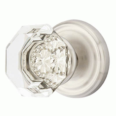 Antique Hardware Emtek Crystal Old Town Clear Door Knob Set With Regular Rosette (Several Finish Options) EMTEK CRYSTAL DOOR KNOB