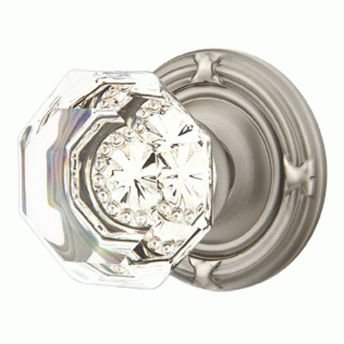 Antique Hardware Emtek Crystal Old Town Clear Door Knob Set With Ribbon & Reed Rosette (Several Finish Options) EMTEK GLASS CRYSTAL OLD TOWN DOOR KNOB