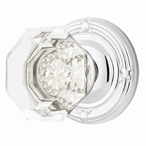 Antique Hardware Emtek Crystal Old Town Clear Door Knob Set With Ribbon & Reed Rosette (Several Finish Options) EMTEK GLASS CRYSTAL OLD TOWN DOOR KNOB