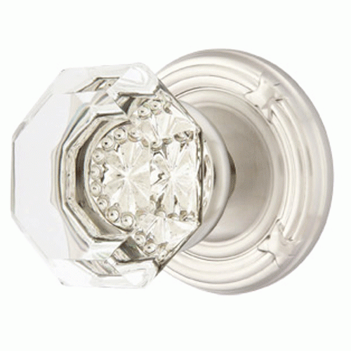 Antique Hardware Emtek Crystal Old Town Clear Door Knob Set With Ribbon & Reed Rosette (Several Finish Options) EMTEK GLASS CRYSTAL OLD TOWN DOOR KNOB