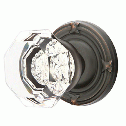 Antique Hardware Emtek Crystal Old Town Clear Door Knob Set With Ribbon & Reed Rosette (Several Finish Options) EMTEK GLASS CRYSTAL OLD TOWN DOOR KNOB