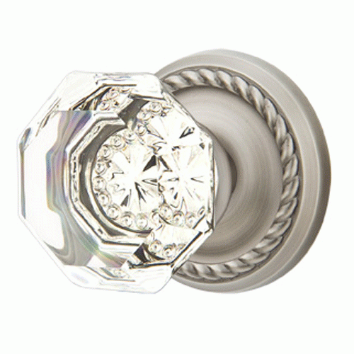 Antique Hardware Crystal Old Town Clear Door Knob Set With Rope Rosette (Several Finish Options) EMTEK CRYSTAL DOOR KNOB