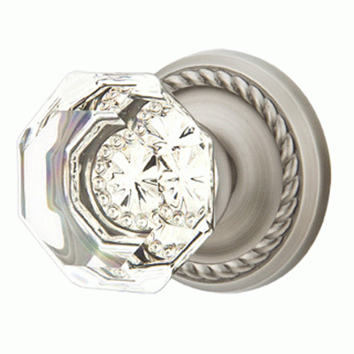 Antique Hardware Crystal Old Town Clear Door Knob Set With Rope Rosette (Several Finish Options) EMTEK CRYSTAL DOOR KNOB