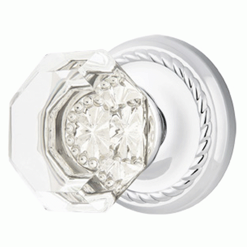 Antique Hardware Crystal Old Town Clear Door Knob Set With Rope Rosette (Several Finish Options) EMTEK CRYSTAL DOOR KNOB