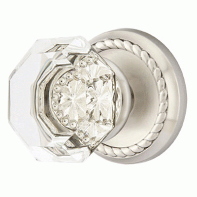 Antique Hardware Crystal Old Town Clear Door Knob Set With Rope Rosette (Several Finish Options) EMTEK CRYSTAL DOOR KNOB