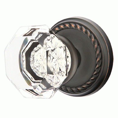 Antique Hardware Crystal Old Town Clear Door Knob Set With Rope Rosette (Several Finish Options) EMTEK CRYSTAL DOOR KNOB