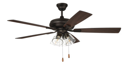 Antique Hardware 52" Eos Clear 4 Light in Espresso w/ Espresso/Walnut Blades Ceiling Fan