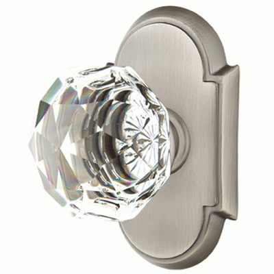 Antique Hardware Diamond Crystal Door Knob Set With # 8 Rosette (Several Finish Options) EMTEK GLASS CRYSTAL DIAMOND DOOR KNOB