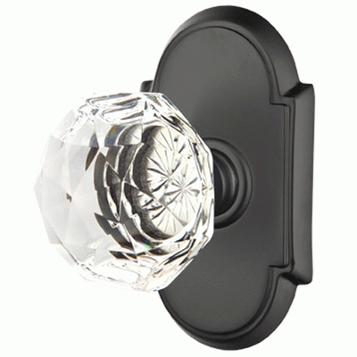 Antique Hardware Diamond Crystal Door Knob Set With # 8 Rosette (Several Finish Options) EMTEK GLASS CRYSTAL DIAMOND DOOR KNOB