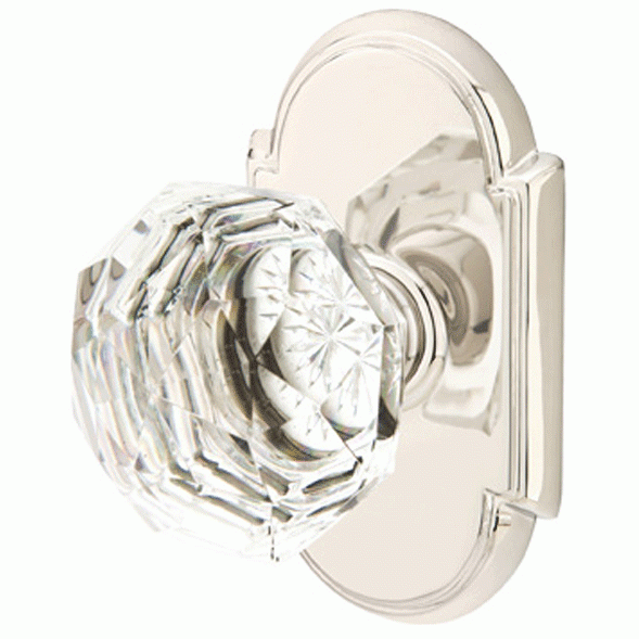 Antique Hardware Diamond Crystal Door Knob Set With # 8 Rosette (Several Finish Options) EMTEK GLASS CRYSTAL DIAMOND DOOR KNOB