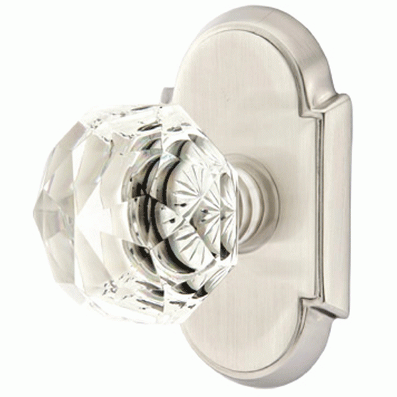 Antique Hardware Diamond Crystal Door Knob Set With # 8 Rosette (Several Finish Options) EMTEK GLASS CRYSTAL DIAMOND DOOR KNOB