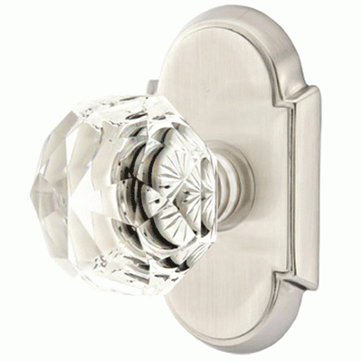 Antique Hardware Diamond Crystal Door Knob Set With # 8 Rosette (Several Finish Options) EMTEK GLASS CRYSTAL DIAMOND DOOR KNOB