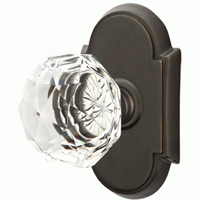 Antique Hardware Diamond Crystal Door Knob Set With # 8 Rosette (Several Finish Options) EMTEK GLASS CRYSTAL DIAMOND DOOR KNOB