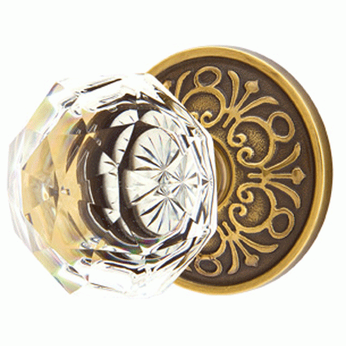 Antique Hardware Emtek Diamond Crystal Door Knob Set With Lancaster Rosette (Several Finish Options) Door Knobs & Handles