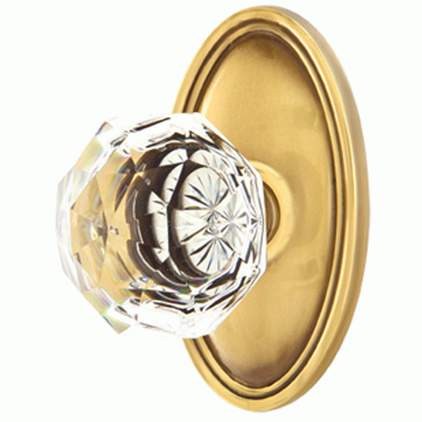 Antique Hardware Diamond Crystal Door Knob Set With Oval Rosette (Several Finish Options) EMTEK GLASS CRYSTAL DIAMOND DOOR KNOB