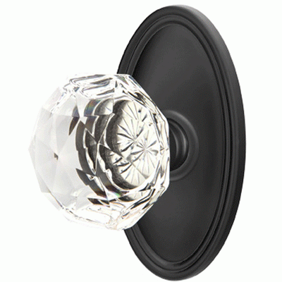 Antique Hardware Diamond Crystal Door Knob Set With Oval Rosette (Several Finish Options) EMTEK GLASS CRYSTAL DIAMOND DOOR KNOB