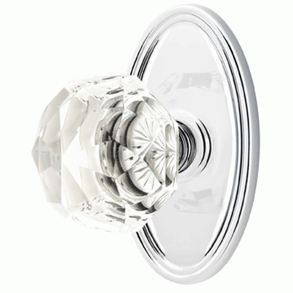 Antique Hardware Diamond Crystal Door Knob Set With Oval Rosette (Several Finish Options) EMTEK GLASS CRYSTAL DIAMOND DOOR KNOB