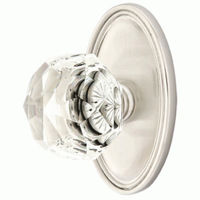 Antique Hardware Diamond Crystal Door Knob Set With Oval Rosette (Several Finish Options) EMTEK GLASS CRYSTAL DIAMOND DOOR KNOB