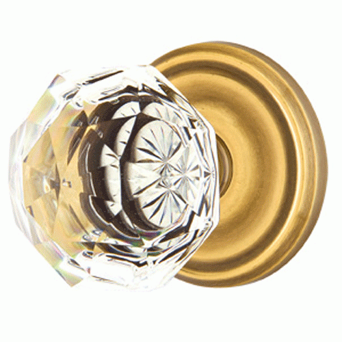 Antique Hardware Diamond Crystal Door Knob Set With Regular Rosette (Several Finish Options) EMTEK GLASS CRYSTAL DIAMOND DOOR KNOB